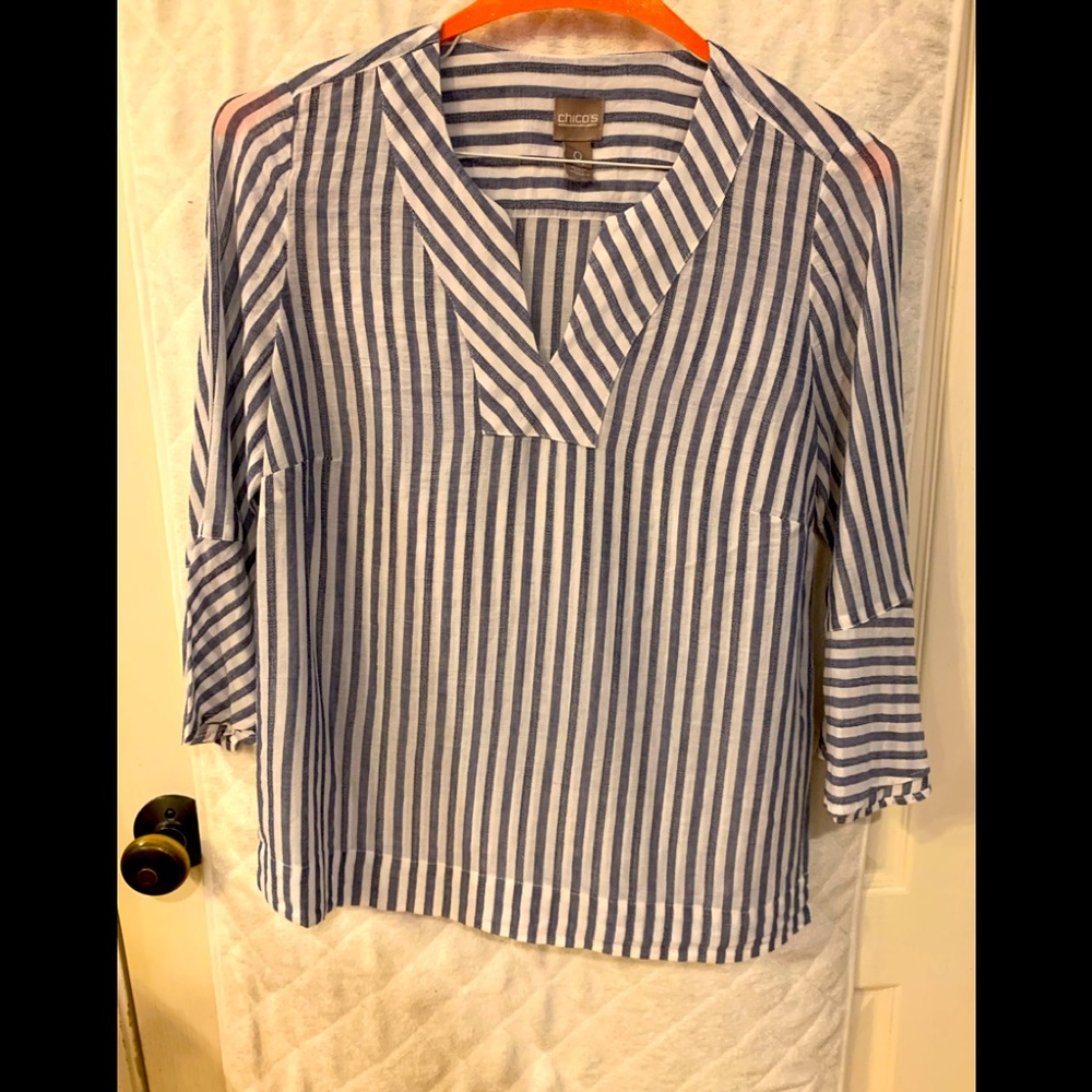 Chico’s Striped Bell Sleeve Blouse
